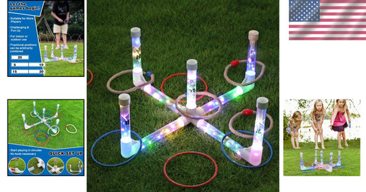 Family-Friendly LED Ring Toss Game - Easy Setup with 10 Piece Set for Play