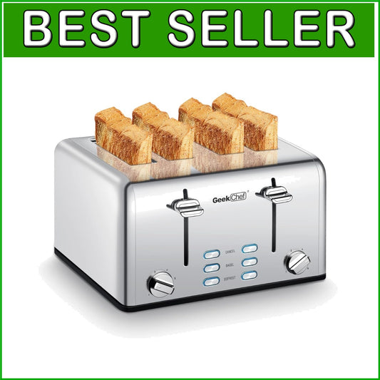 Automatic 4-Slice Stainless Steel Toaster with Removable Tray & Bagel Function