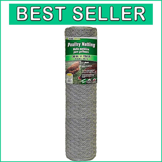 36" x 150' Galvanized Hexagonal Mesh Chicken Wire - Ideal for Birds & Rabbits