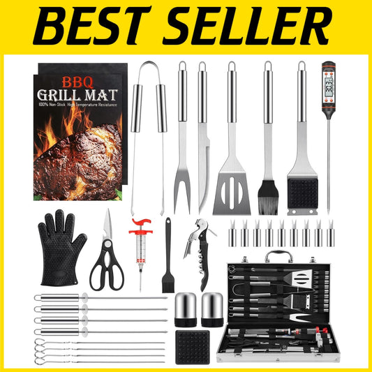 34-Piece BBQ Tool Set: Durable Stainless Steel Grilling Accessories Gift Set