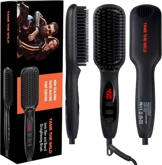 Premium Heated Beard Straightener for Men - Travel Friendly & Lightweight Design