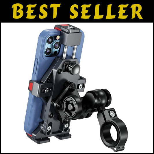Aluminum Motorcycle Phone Mount - Vibration Dampener & Quick Lock for 4.7-7.2...