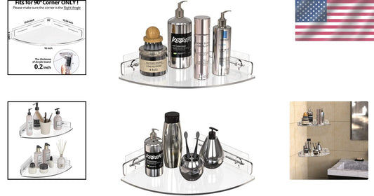 Functional Space-Saving Corner Shelves Set - No-Drill Adhesive Shower Organizer