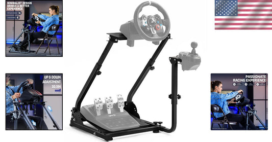 Adjustable Racing Steering Wheel Stand with Shifter Mount - Space-Saving Design