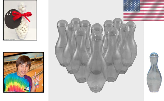 12 Mini Bowling Pin Candy Containers - Fun Party Favors for Bowling Parties