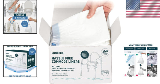 Universal Fit 250 Count Disposable Liners for Adult Commode & Portable Toilets