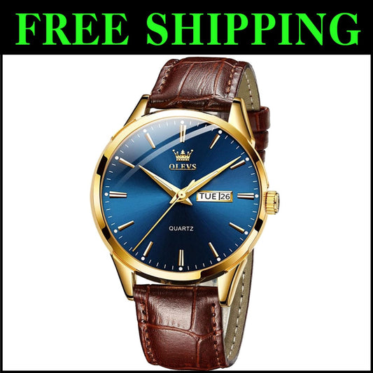 Fashionable Men's Luminous Quartz Watch - Waterproof Brown Leather Gift Edition
