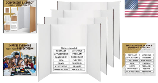 Premium White Tri-Fold Display Boards 36" x 48" - Lightweight & Portable