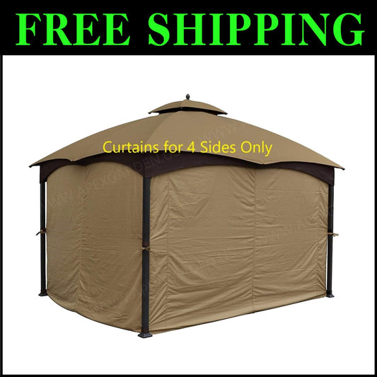Durable Outdoor Curtain Set for 10x12 Gazebos - Water-Repellent & Stylish Beige