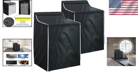 Elegant Black Washer and Dryer Covers, Zipper Design for Easy Access - 2 Pieces