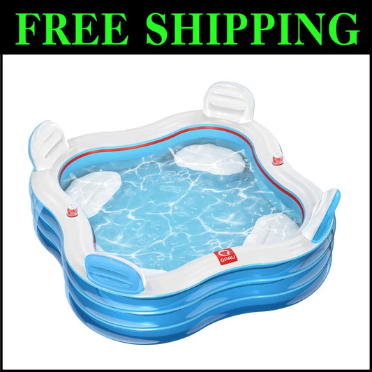 Fun Summer Inflatable Pool with Seats for Family - Easy Inflation & Storage