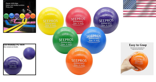 Durable Eco-Friendly Foam Dodgeball Set - 6 Colorful Balls with Storage Bag