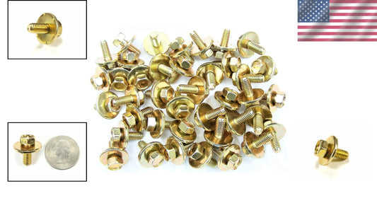 50-Pack M6-1.0 x 16mm Yellow Zinc Body Bolts with 10mm Hex and 19mm Washer