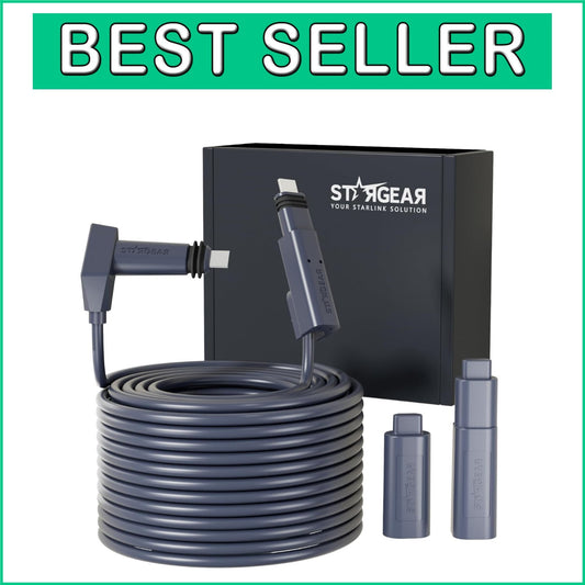 Durable 75FT Starlink Cable with Dustproof Covers for Gen2 Rectangular Satellite