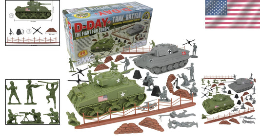 BMC WW2 D-Day Tank Battle Playset: 36pc Army Men & Tanks for Epic Adventures