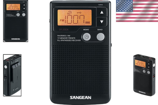 Compact AM/FM Synthesized Pocket Radio with 19 Presets & Earbuds Included