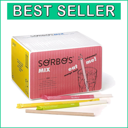 200 Pack Edible Straws - Chocolate, Lemon, Lime, Strawberry - Eco-Friendly Fun
