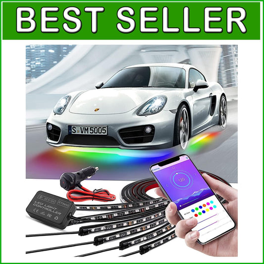 Customizable Bluetooth Car Underglow Lighting - 6 Strips, Waterproof Design