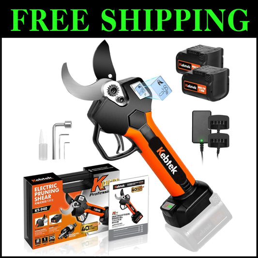 Professional 40MM Cordless Electric Pruning Shears - 18V Brushless Motor & Case