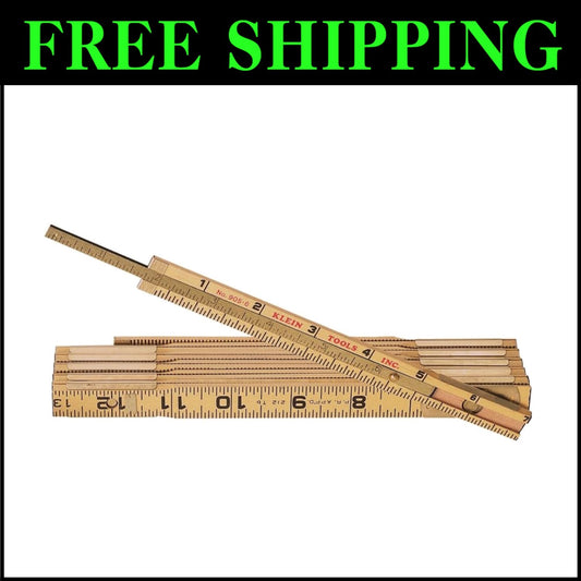 Klein 6-Foot Wood Folding Ruler with Engraved 1/16-Inch Measurements