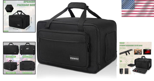 Versatile Padded Speaker Bag for 8" Speakers - Double Zipper & Exterior Pocket