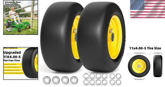 11x4-5 Solid Mower Tires with Superior Traction - Perfect for Zero-Turn Models