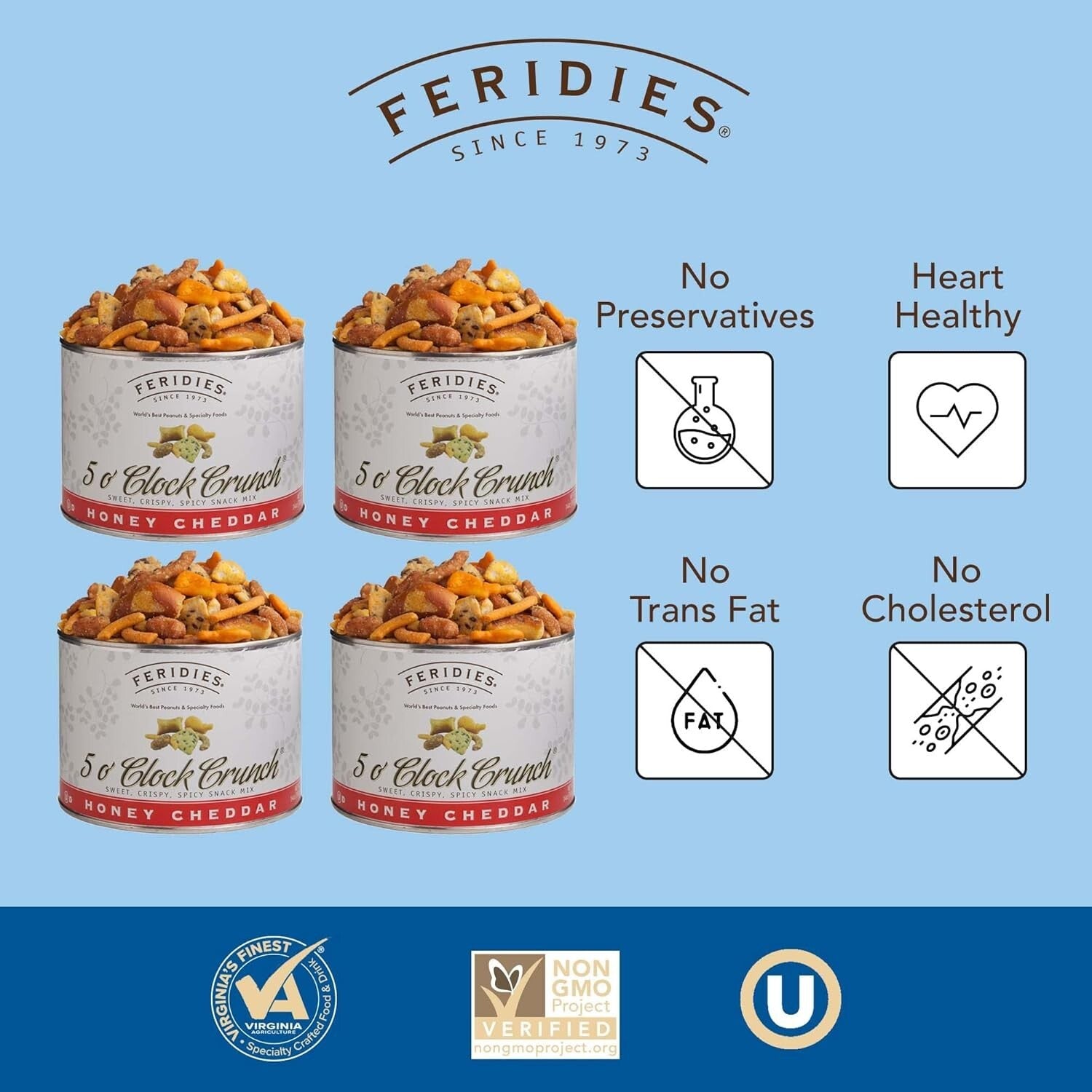 Honey Cheddar Peanuts - 4 Can Pack of 14oz - Premium Healthy Snack