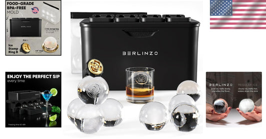 BPA-Free Silicone Ice Ball Mold: 8 Crystal Clear 2.4" Ice Balls for Any Beverage