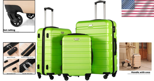 Apple Green 3-Piece Travel Luggage Set - Ergonomic Design, Ultimate Security