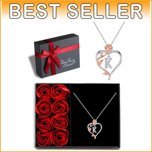 Elegant 925 Silver Rose Heart Necklace - Touching Gift for Wife, Mom, Girlfriend