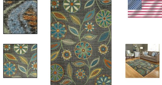 Machine Washable Bohemian Floral Area Rug 7x10' - Easy Care for Modern Living