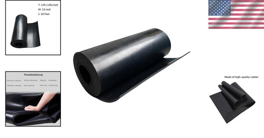 Flexible Solid Rubber Sheet 1/8" Thick - Ideal for Insulation & DIY Projects
