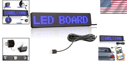 Customizable LED Window Sign - 9" Blue Display for Car, Taxi, Storefront
