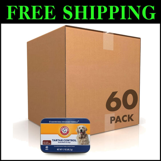 Beef Flavor Dog Dental Mints - Tartar Control Chews for Fresh Breath (60 Pack)