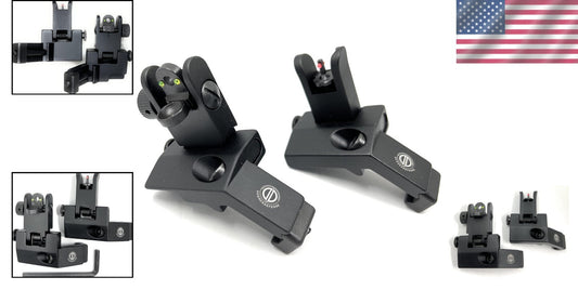 Aluminum Fiber Optic BUIS with Spring-Loaded Flip-Up for Archery Enthusiasts