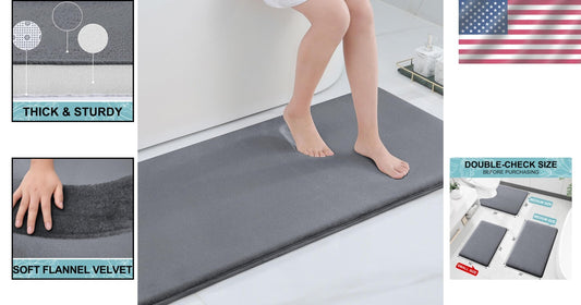 Stylish Non-Slip Memory Foam Bath Runner 70'' x 24'' - Soft Flannel Finish