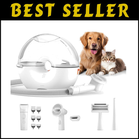 Quiet 5-in-1 Pet Grooming Vacuum with 3L Dustbin - Perfect for All Hair Types