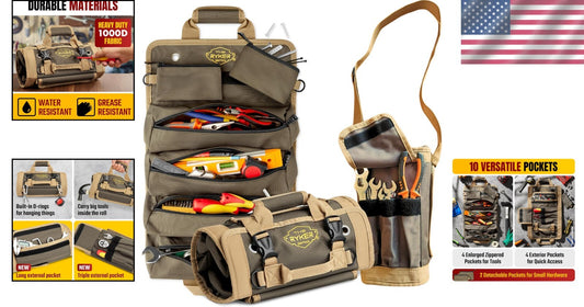 Versatile Heavy-Duty Tool Roll Organizer for Mechanics, Electricians, and Dad