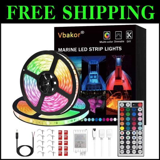 50FT Waterproof Multi-Color LED Strip Lights for Boats - Remote Controlled