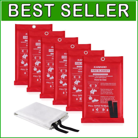 Emergency Fire Blanket 6-Pack - 39" Fiberglass Fire Suppression for Home Safety