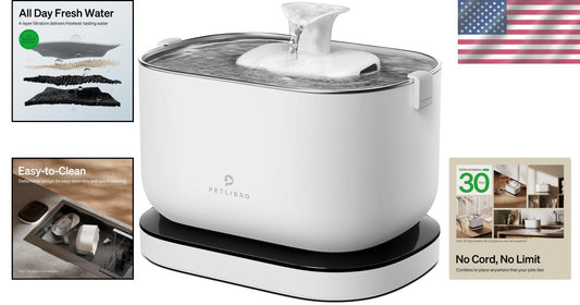 Stylish Rechargeable Wireless Fountain for Cats - 2.5L Stainless Steel Bowl