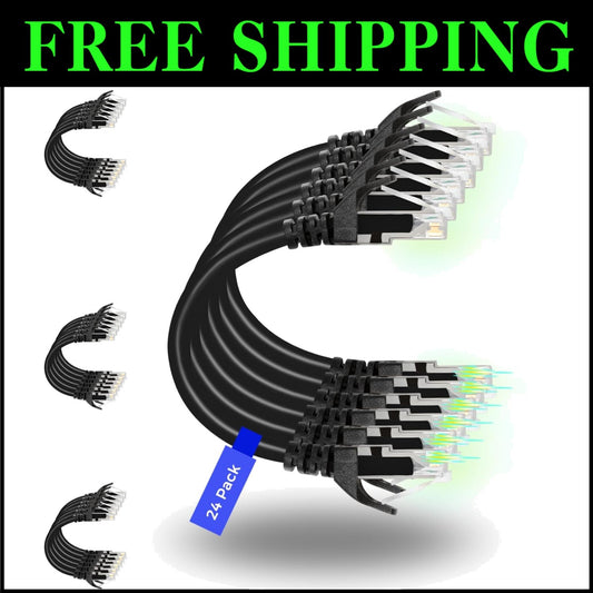 10G High-Speed Cat6 Ethernet Patch Cable 10ft - 24 Pack for Organized Networking