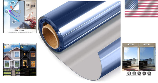 Daytime Privacy and Sun Blocking Window Tint - Reflective Film, 35.4'' x 393.7''