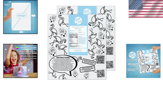 48 Count Kosher Certified Frosting Sheets - Vegan & Gluten-Free Icing Paper