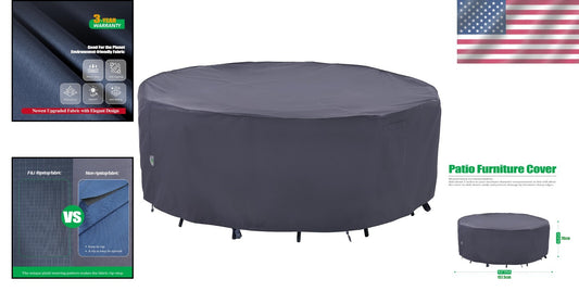 Adjustable Waterproof Outdoor Cover for 62" Round Table Chairs Set - Grey Style