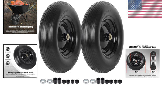 16-Inch Non-Marking Wheelbarrow Tires: Flat Free, Easy Installation & Adaptable