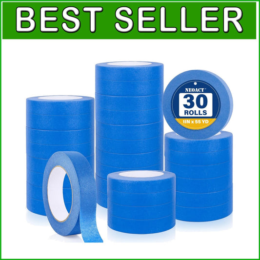 30 Rolls of Blue Painters Tape 1" Wide - Residue-Free Precision for All Surfaces