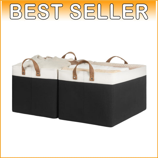45L Extra Large Fabric Storage Bins - Stylish 2-Pack Organizers with Metal Frame