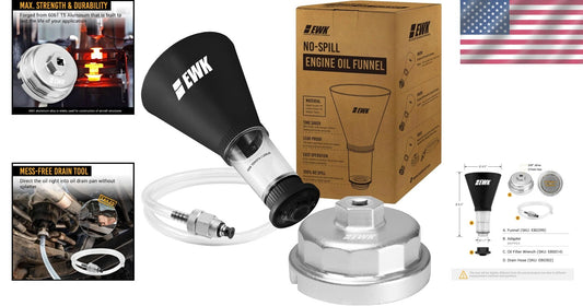 Durable 64mm Oil Filter Wrench Set for Toyota: Convenient Funnel & Hose Included