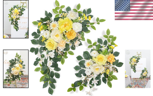 Versatile Yellow Floral Arch Arrangement - Ideal for Weddings and Celebrations